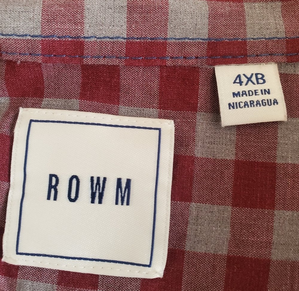ROWN Big&Tall Size 4XB 100% Cotton checkered L/Sl button up shirt - Picture 4 of 9